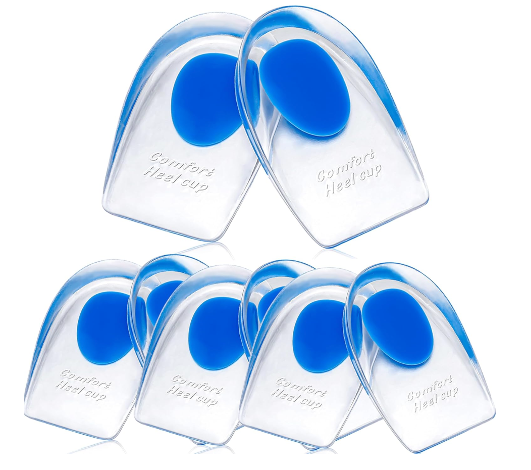 Gel Heel Cups for Heel Pain Relief – Shock Absorbing Silicone Inserts for Plantar Fasciitis & Achilles Tendonitis – Cushioned Heel Support Pads for All-Day Standing (1 Pair-Medium)