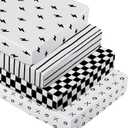 Moukeren 4 Pcs Black and White Crib Sheets for Baby Microfiber Baby Bassinet Soft Sheets Crib 52" x 28" for Standard Cribs Nursery Bedding