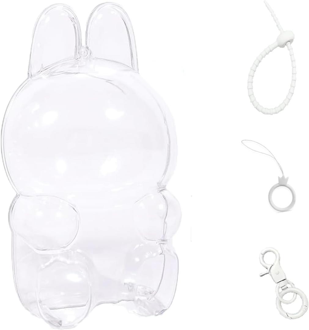 Cases for Blind Box Doll, Protective Case Cover Acrylic Clear Protector for Sitting Blind Box Doll with Keychain (Doll Not Included,1 PC Sitting Case)