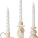 Ceramic Taper Candle Holders Set of 3, Cream White Candlestick Holder Nordic Modern Decorative Candle Stand for Home Decor, Dining Table Centerpiece, Housewarming Gift