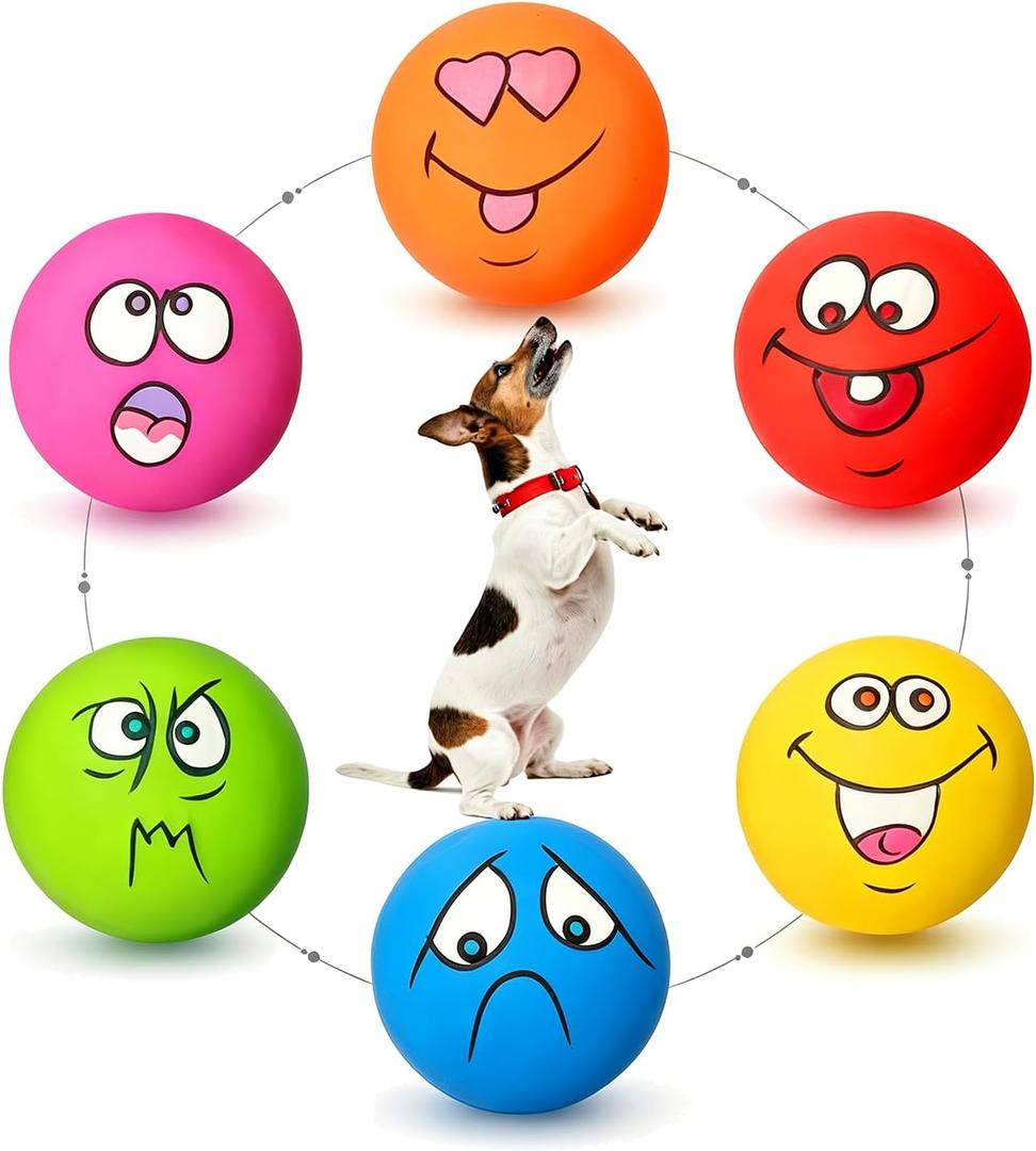 HOLYSTEED Latex Dog Squeaky Toys, Rubber Soft Small Dog Toys Chewing Squeaky Toy, Fetch Play Balls Toy for Puppy Small Pets 6pcs (Burger Shape Assorted Color)