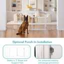 No Pawblems Free Standing Dog Gate with Door, 36'' Tall Foldable Dog Fence for Indoor & Outdoor, Up to 156 Inch Extra Wide Christmas Tree Fence, Hallways, Doorways, Deck, Yard (White, 6 Panels)