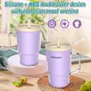 2 x Toddler Cups  9 oz Adorable Miniature Tumbler with Leak-Resistant Straw and Toddler-Friendly Handle, Encourages Hydration, Easy to Clean, Sippy cups for Toddlers 1-3BPA Free silicone (Lilac)
