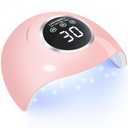72W UV LED Nail Lamp Light Dryer for Nails Gel Polish with 18 Beads 3 Timer Setting & LCD Touch Display Screen, Auto Sensor, Professional Nails, Pink