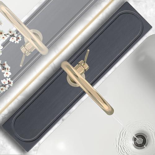 Faucet Mat for Kitchen Sink with Raised Feet, Fast Drying Diatomite Stone Sink Tray, Water Absorbent Faucet & Sink Splash Guard, Prevents Moisture Buildup, Durable Protector for Bathroom Counter