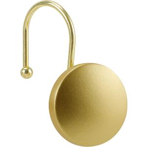 Decorative Shower Curtain Hooks Brass Shower Rings, Simple Modern Style Round Flat-Back Button Design, Gold