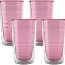 Tervis Clear & Colorful Tabletop Made in USA Double Walled Insulated Tumbler Travel Cup Keeps Drinks Cold & Hot, 16oz - 4pk, Pink Sand