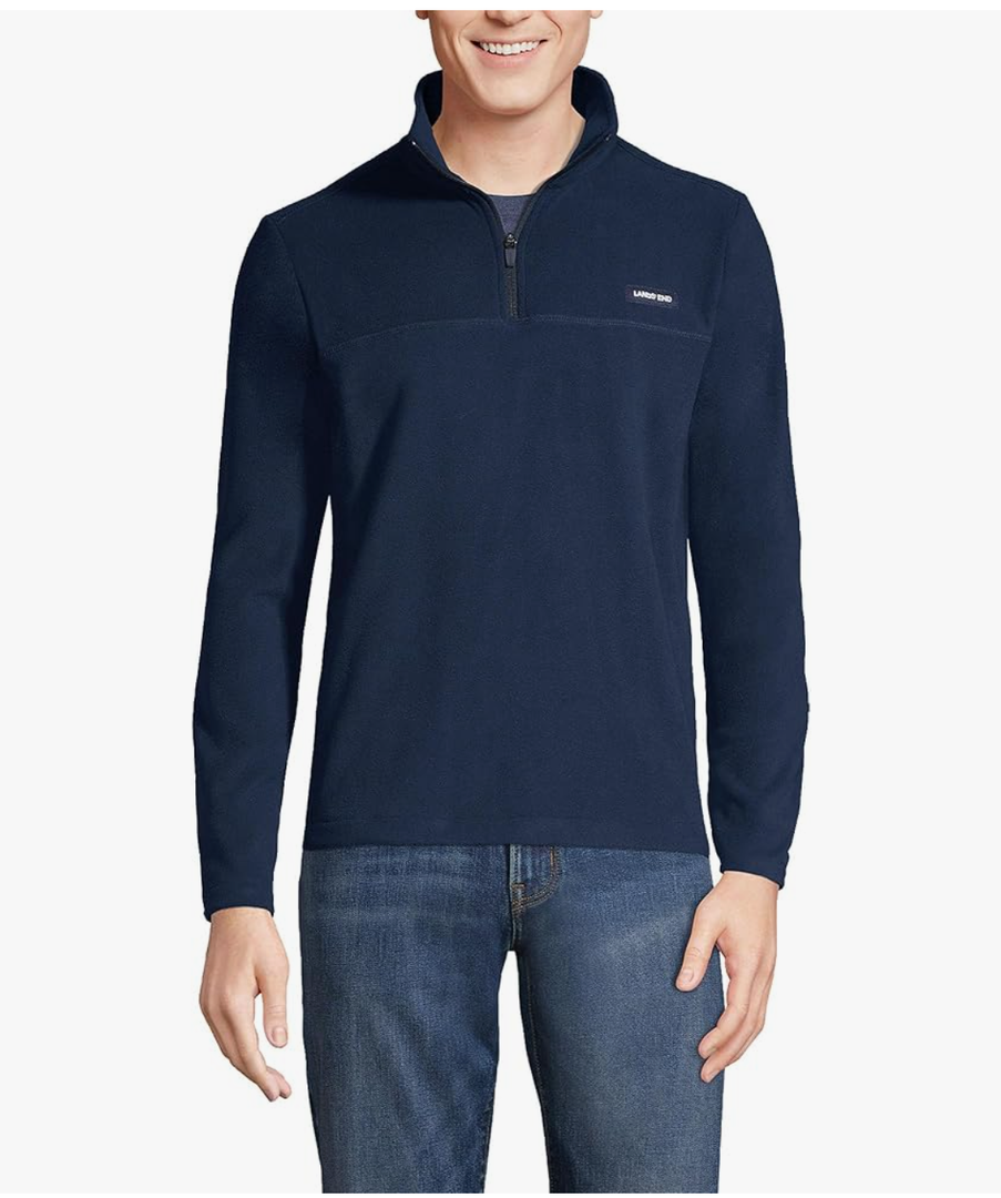 Lands' End Men's Anyweather Fleece Quarter Zip Pullover, XL