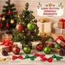 Syhood 24 Pcs Red Green Christmas Ball Ornaments, 2.4 Inch Glittering Plastic Hanging Decorations for Christmas Tree, Shatterproof Christmas Tree Balls for Xmas Wedding Party Decorations(Striped)