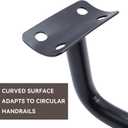 KUMGROT 2 Pcs Stainless Steel Handrail Bracket Glass Staircase Hand Rail Heavy Duty Wall Mounted Bracket for 6-16mm Thickness Glass, Curved Type,Black