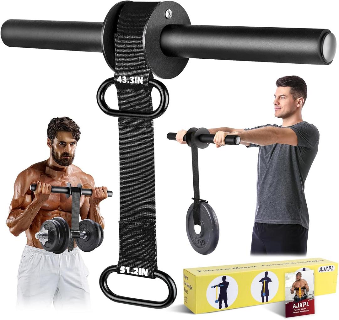 Forearm Strengthener and Wrist Roller, 43.3 in Or 51.2 in Ultra-Strong Nylon Webbing Wrist & Forearm Blaster with Quick Locking Mechanism, Durable Anti-Slip Grip Handles for Forearm Strength Training