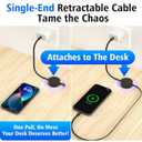 AGVEE 0.3ft Fixed / 2.3ft Extend USB-C to Lightning Charger Cable Mountable One Way Retractable 27W Fast Charging Cord, Pocket-Sized for iPhone 14 13 12 11 XS, Desk Organizer, Black