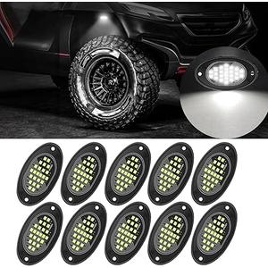 10 Pods Rock Lights Pure LED Lights for Car SUV Ambient Underglow Lights Waterproof Neon Trail Rig Lamp Lighting for Truck