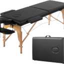 Prilinex Portable Folding Massage Table - 2 Sections Massage Bed Spa Table with Carrying Bag, Face Cradle, Armrest & Hand Pallet - Easy Set Up, Lightweight, Height Adjustable 24" to 33" Black