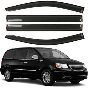 Rain Guard Fit for 2008-2020 Dodge Grand Caravan, 2008-2016 Chrysler Town & Country, Outside Mount Side Window Visor Vent Deflector Shade, 4pcs