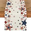 Artoid Mode Old Style Stars American Flag 4th of July Table Runner, Memorial Day Kitchen Dining Table Decoration for Home Party Decor 13x120 Inch