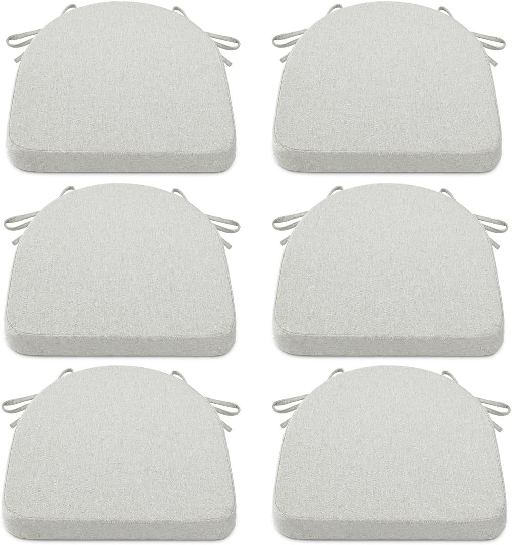 Shinnwa Kitchen Chair Cushions Set of 6, Non-Slip Dining Chair Cushions with Ties and Machine Washable Cover, 6 Pack, 17 x 16.5 x 2in, Off White