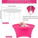 Fivenl 4 Pack 5FT Round Spandex Tablecloth, 60 Inch Stretchable Table Cover, Washable and Wrinkle Resistant, Fuchsia