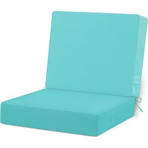 Cozyide 24x24 Outdoor Cushions for Patio Furniture, Waterproof Outdoor Chair Cushions with Non-Slip Ties and Handle, Washable Deep Seat Cushions for Outdoor Furniture with Removable Cover, Teal