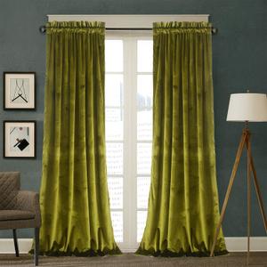 Roslynwood Olive Green Velvet Curtains 2 Panels Set, Block Light Thermal Insulated Velour Rod Pocket Drapes for Bedroom and Living Room (52 x 84 inch, Olive Green)