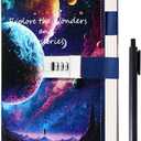 CAGIE Diary with Lock for Teens Who Like Science and Exploring, Gifts for Teen Girls and Boys 12-18 Securely Guard Secrets Journal with Lock, 5.5 x 8.1 Inch Refillable Diary with Pen
