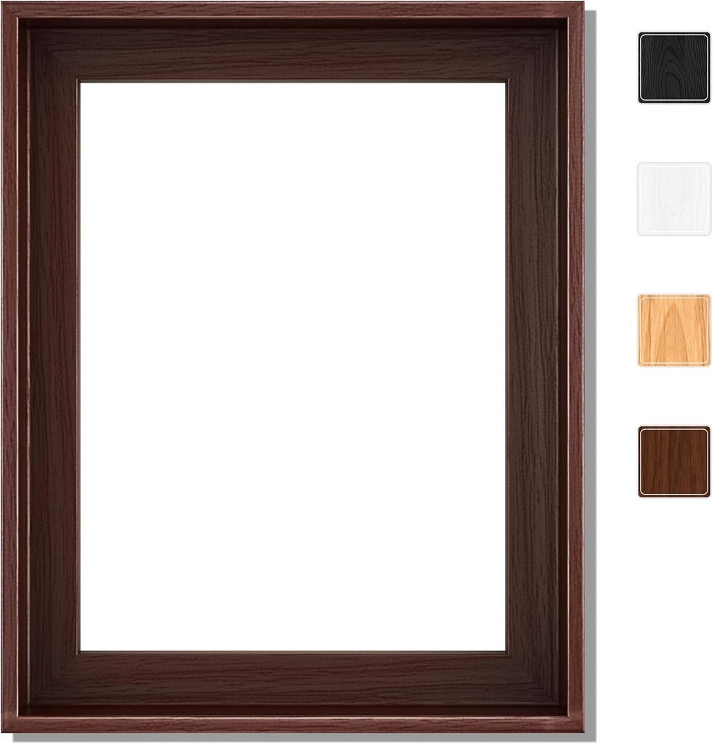 Canvas Floating Frame, Picture Wall Art Painting Frame for Finished Canvas Painting 1-1/4 Deep Picture Art Wall Decor. (Dark Brown, 16x20)