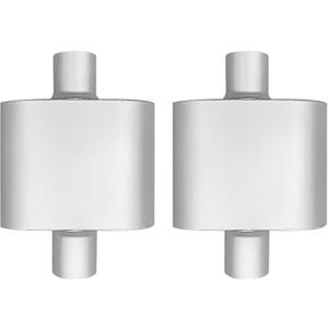 2.5" Center Inlet Center Outlet Single Chamber Muffler (2 Pack) - Aluminized steel Silver Coated Deep Tone Exhaust Muffler, Corrosion Resistant, Universal Fit for Trucks & Cars