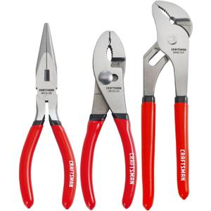 CRAFTSMAN Pliers Set, 3 Piece Set, Long Nose, Slip Joint, 8 Inch Groove (CMHT84103R)