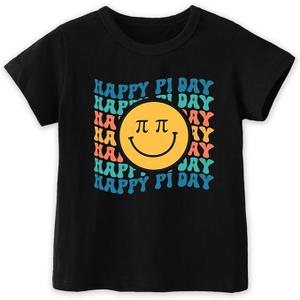 Happy Pi Day Shirts for Kids Boys Girls Toddler 4-8T, Funny Pie Symbol Number Tee, Soft Cotton Short Sleeve, 140