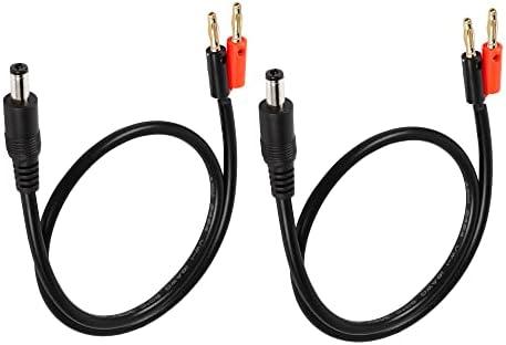 PNGKNYOCN DC 5.5mm x 2.1mm to 4mm Gold Plated Banana Plugs Cable,DC 5521 Male to 4mm Bullet Banana Plug18AWG Cable Connector 100cm 3.2FT (2-Pack) (Gold Plated)