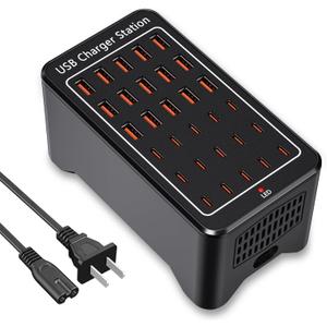 150W USB C Charging Station, 30 Port Fast Multi Device Charger (15 USB-C + 15 USB-A) Desktop Charger Hub, Compatible with iPhone Samsung iPad Google Pixel Tablets & Other USB Electronics