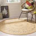 KEMA Jute Braided Scalloped Rug - 6 Feet Round, Natural