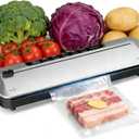 75KPa Vacuum Sealer +10 Bags, Cutter, 6-in-1 Modes & Timer (Silver)