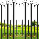 SINLEY 6 Pack String Light Poles,10 Ft Metal Poles with Fork for Outdoor String Lights,Outdoor Light Poles with Fork,Poles/Post/Stand for Outside,Patio,Deck,Backyard,Garden Wedding,Party