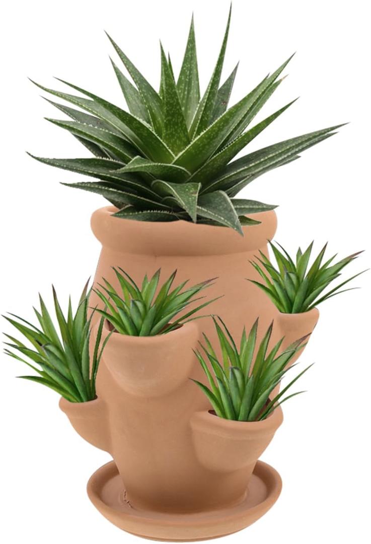 Strawberry Planter Garden Tower with 6 Pocket Terracotta Pot Vertical Garden Planters Pot Versatile Flower Container for Home Patio Balconies Gardening