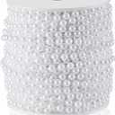 Craft String Pearls 6MM Pearl Bead, 66 Feet White Faux Pearl Garland Spool Roll Strand Wedding Party Decoration, Christmas Tree Decorations (0.24 in 66 ft)