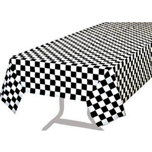 BRICHBROW Pcs of 2 Premium Plastic Checkered Flag Tablecloths Picnic Table Covers, Tablecovers Party Favor (2, Black)