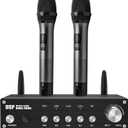 Wireless Microphone System Dual UHF Handheld Mics, Cordless Karaoke Microphone System, Bluetooth Microfono Inalambrico 200FT for DJ, Home KTV Set, Meeting, Church, Party, Wedding