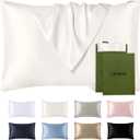 LILYSILK Silk Pillowcase for Hair and Skin Standard-100% Mulberry Silk 19 Momme Both Sides Silk Bed Pillow Cover with Hidden Zipper, 1 Pc (Standard Size 20''x26'', Ivory)