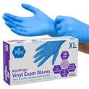 MED PRIDE Nitrile/Vinyl Blend Exam Gloves, Powder-Free, Latex-Free, Disposable, Non-Sterile, Blue, X-Large (Box of 100)