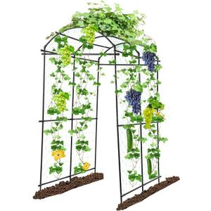 Garden Arch Trellis for Climbing Plants Outdoor, Garden Arch Trellis Support for Vegetable Pea Fruit Vine, PE Coated Trellis Archway Yard/Garden Outdoor Arch Tunnel Trellis 7 FT Tall