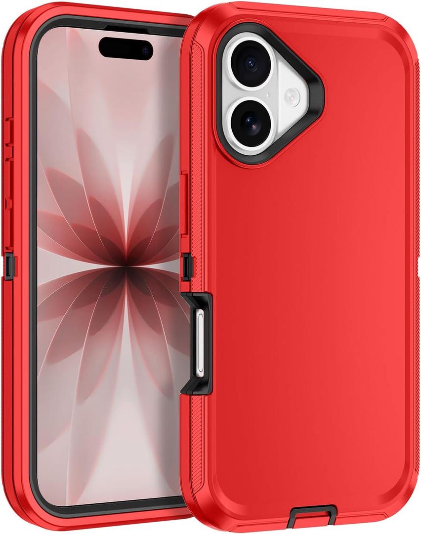 for iPhone 17 Case [Shockproof] [3-Layer] [Military-Grade] Full Body Protection Rugged Heavy Duty Cover Case for iPhone 17,Red/Black