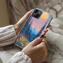 for iPhone 13 Case, Wireless Charging Compatible,Dual-Layer Protection with Cute Chic Wildflower, Soft Silicone + Hard Shell Phone Cover for Women - Twilight Mountain Floral
