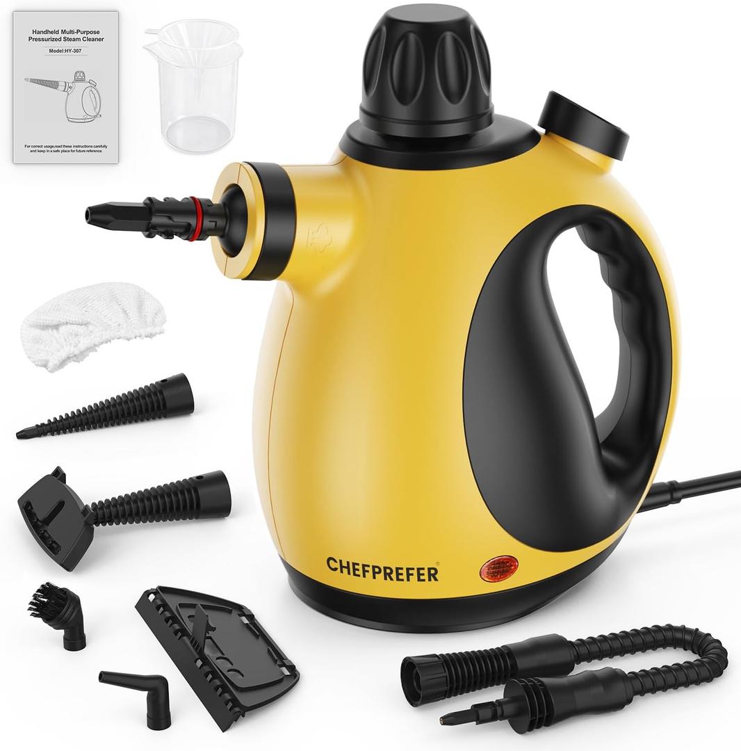 Handheld Steam Cleaner - High Pressure Steam Cleaner for Home, Multi-Functional Cleaning Tools for Kitchen, Bathroom, Couch, Car. Portable Steamer Makes Housework Easier (Yellow)