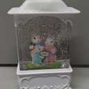 Easter Snow Globe Bunny Snow Globe Lantern with Timer, USB and Battery Powered Easter Decorations for Home Bunny Family 10.2 inch