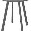 Meluvici Outdoor Side Table, Weather Resistant Patio Small Outdoor Indoor Round Metal Steel Small Side Table, Waterproof End Table for Garden Balcony Yard, Grey, 15.76"x19.7"