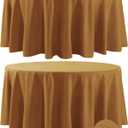 Fokitut 2 Pack Waterproof Round Tablecloth, 108 Inch, Stain Resistant and Wrinkle Polyester Table Cloth, Fabric Table Cover for Kitchen Dining, Wedding, Party, Holiday Dinner-Gold