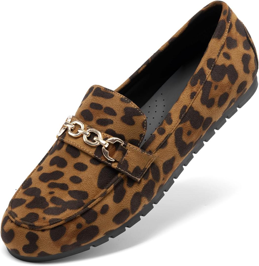 DREAM PAIRS Loafers for Women Casual Comfortable Slip On Flat Lightweight Leisure Work Shoe Comfort Walking Shoes (8, Leopard)