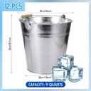 Didaey 12 Pcs 12 Pcs Large Galvanized Metal Buckets with Handle 10 Inch Heavy Duty Stainless Steel Pails Round Pail for Party Wedding, Crafts, Utensils, Table Centerpieces (Silver)