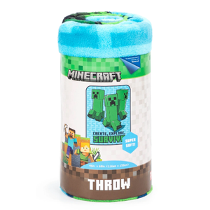 Minecraft Kids Silk Touch Throw Blanket, 46 x 60, Microfiber, Blue, Mojang